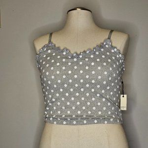 COPY - NWT Lettuce trim cinch front polka dot tank top